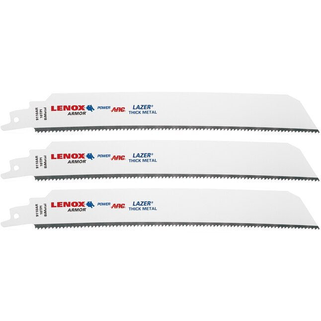 Lenox 3-Pack 9" Curved 10 TPI Bi-Metal Reciprocating Saw Blades, 885363168723