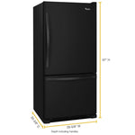 Whirlpool 18.7-cu ft Standard-Depth 30-in Wide Bottom-Freezer Refrigerator with Ice Maker ( Black ) ENERGY STAR Certified