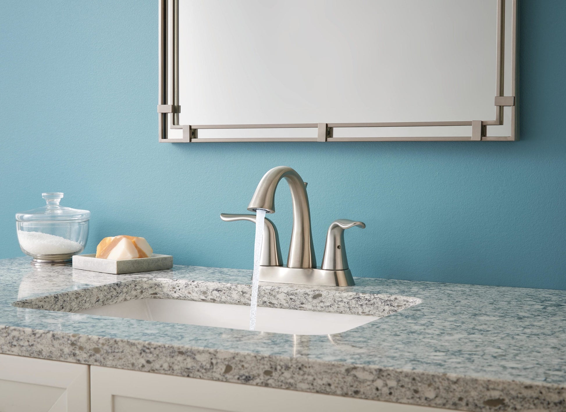 Delta Lahara Two Handle Centerset Bathroom Faucet in Stainless Steel, 2538-SSMPU-DST, MRSP: $201.53, FINAL PRICE: $79.99 + TAX