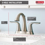 Delta Lahara Two Handle Centerset Bathroom Faucet in Stainless Steel, 2538-SSMPU-DST, MRSP: $201.53, FINAL PRICE: $79.99 + TAX