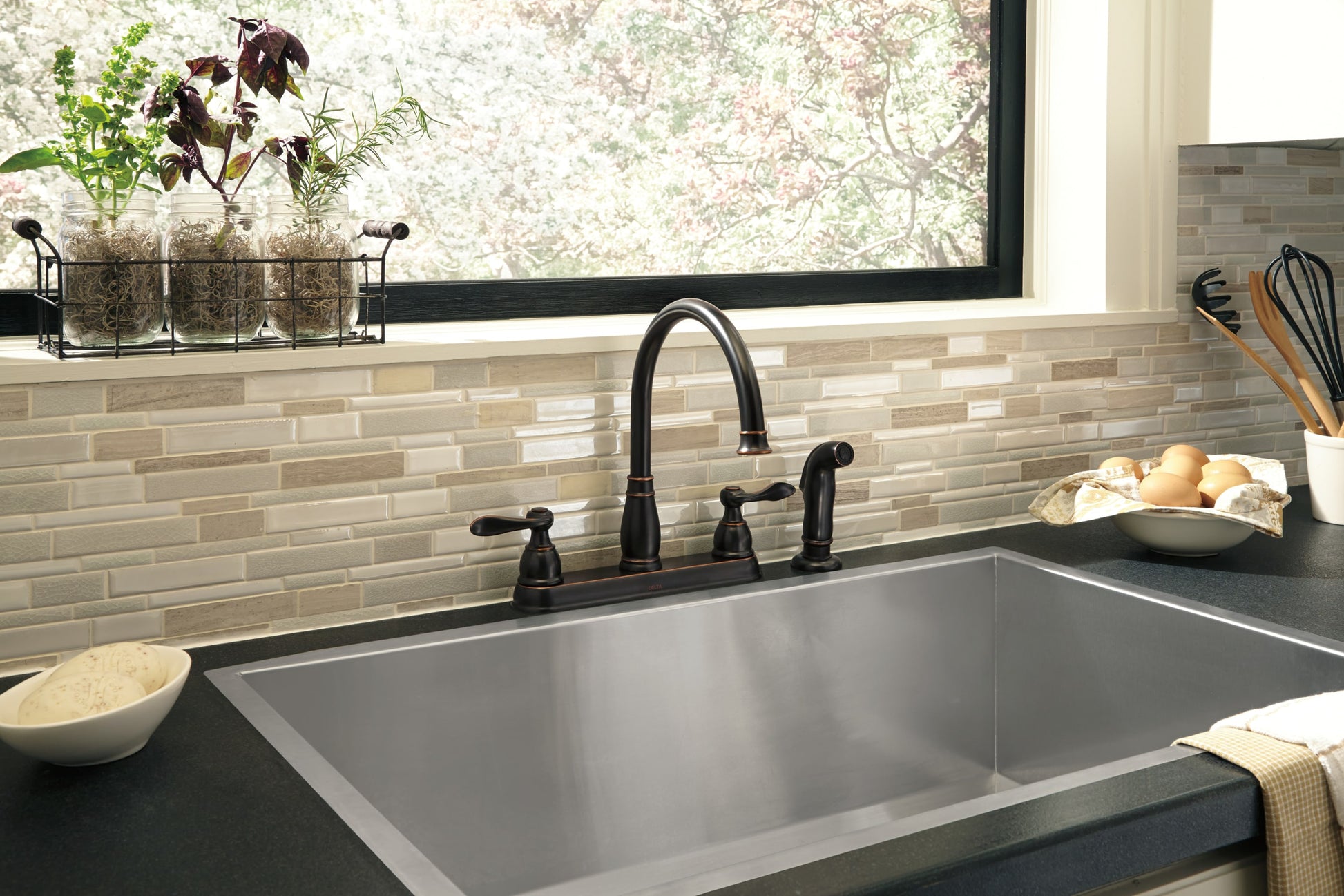Delta Windemere Two Handle Kitchen Faucet in Oil Rubbed Bronze, 21996LF-OB, MRSP: $271.95, FINAL PRICE: $59.99 + TAX