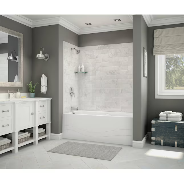 MAAX Utile 60-in L x 30-in W x 60-in H Marble Carrara 3-Piece Direct to Stud Bathtub Back Wall Panel, 103424-307-508-800  #805771 *JR2509, Retail: $2,040.00, FINAL PRICE: $799.99 + TAX