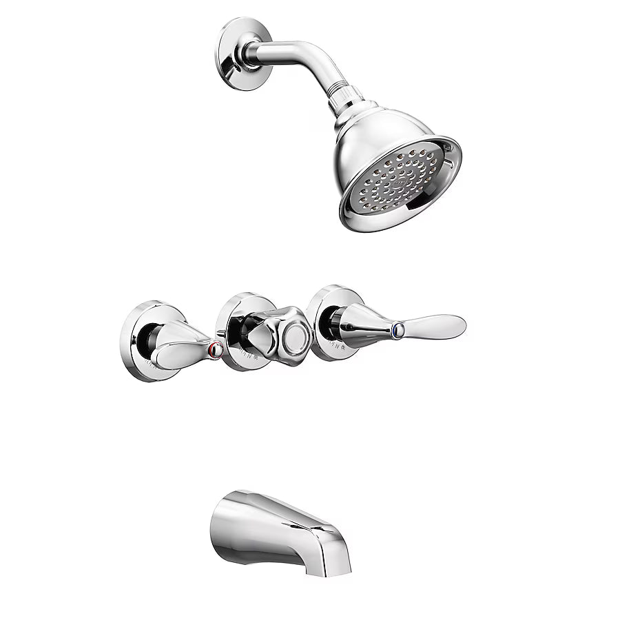 Moen Adler Chrome 3-handle Single function 4-in Round Bathtub and shower Faucet (Valve Included), 82663, MSRP: $119.00, FINAL PRICE: $64.99 + TAX