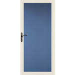 Pella Select Low-E 36-in x 81-in Poplar White Aluminum Reversible Hinge Storm Door Full-view with Interchangeable Screen (Oil-Rubbed Bronze Handle Included)