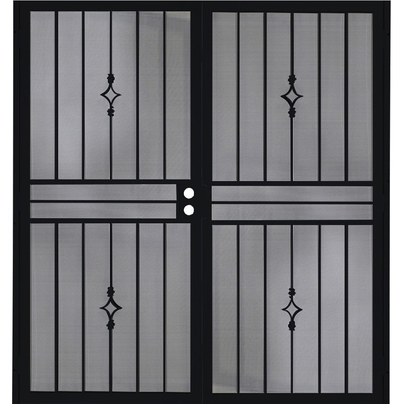 Gatehouse Covington 72-in x 81-in Black Steel Universal/Reversible Surface Mount Double Security Screen Door