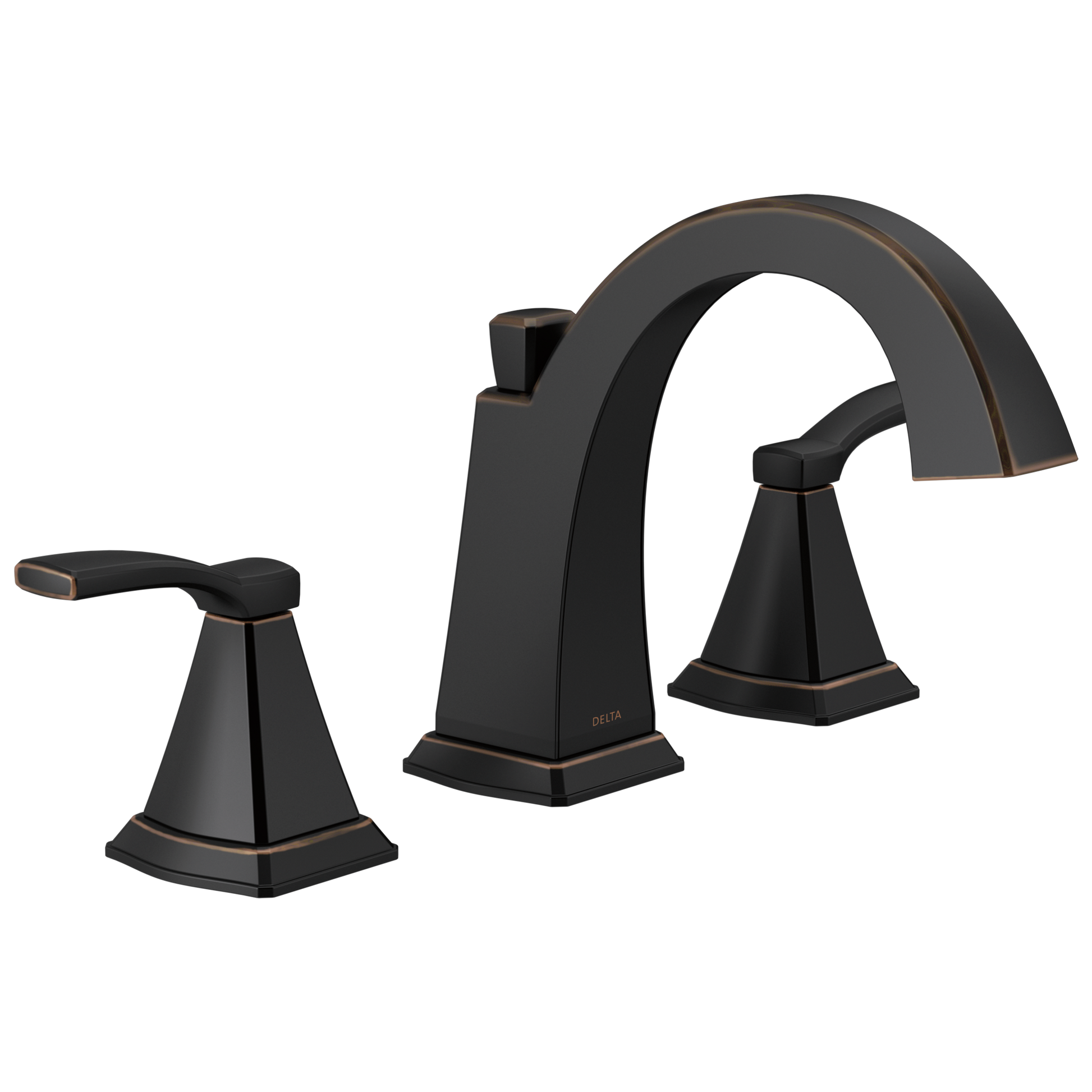 Delta Flynn Oil Rubbed Bronze Widespread 2-handle WaterSense Mid-arc Residential Handle Bathroom Sink Faucet with Drain