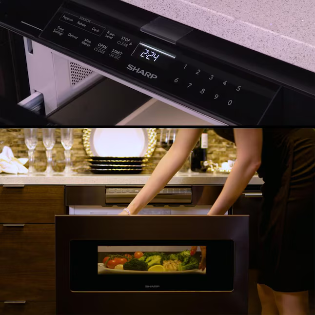 Sharp 23.9-in 1.2-cu ft 950 -Watt Microwave Drawer (Black Stainless Steel), SMD2470AH, Retail: $1,799.99, FINAL PRICE: $999.00 + TAX