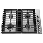 KitchenAid 30-in 4 burners Stainless Steel Gas Cooktop with Downdraft Exhaust, KCGD500GSS/05 *JR2505,  [FB224], Retail: $2,249.00, FINAL PRICE: $1,599.99 + TAX
