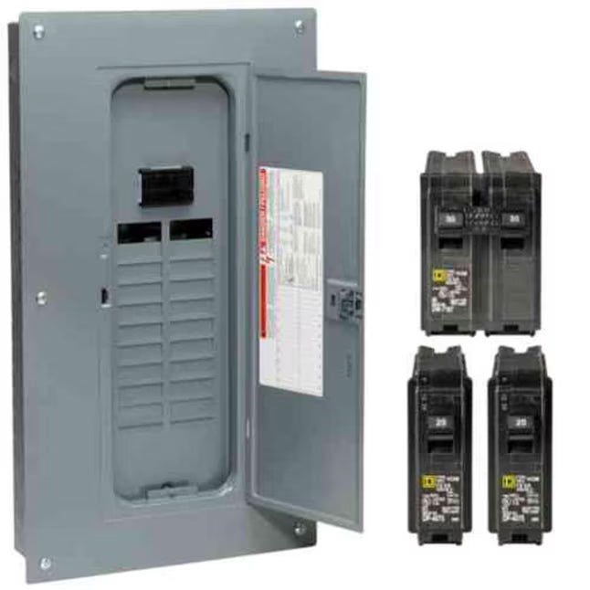 Square D Homeline 100 -Amp 20 -Spaces 40 -Circuit Indoor Main Breaker Plug-On Neutral Load Center (Value Pack)