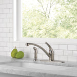 Delta Foundations Stainless Steel Single Handle Deck-mount Kitchen Faucet (Includes Deck Plate) (Includes Side Sprayer)