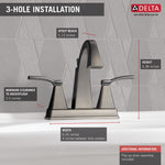 Delta Flynn Two Handle Centerset Bathroom Faucet in Stainless Steel, 25768LF-SS, MRSP: $154.1, FINAL PRICE: $ + TAX