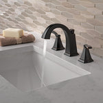 Delta Flynn Oil Rubbed Bronze Widespread 2-handle WaterSense Mid-arc Residential Handle Bathroom Sink Faucet with Drain
