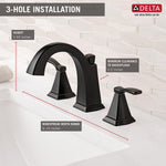 Delta Flynn Oil Rubbed Bronze Widespread 2-handle WaterSense Mid-arc Residential Handle Bathroom Sink Faucet with Drain