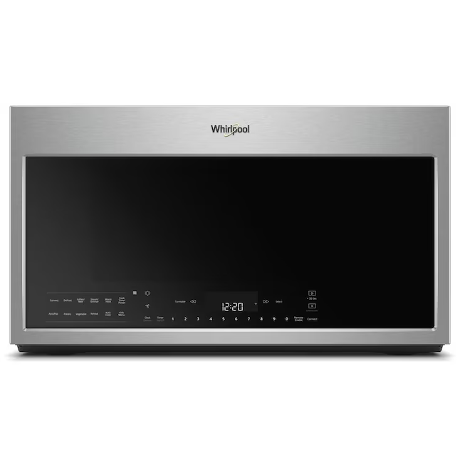 Whirlpool Smart Capable 1.9-cu ft 1100-Watt 29.938-in Over-the-Range Convection Microwave with Sensor Cooking (Fingerprint Resistant Stainless Steel), WMH78019HZ, Retail: $593.99, FINAL PRICE: $399.99 + TAX