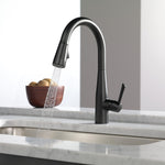 Delta Essa Matte Black Single Handle Deck-mount Pull-down Kitchen Faucet with Sprayer (Includes Deck Plate)