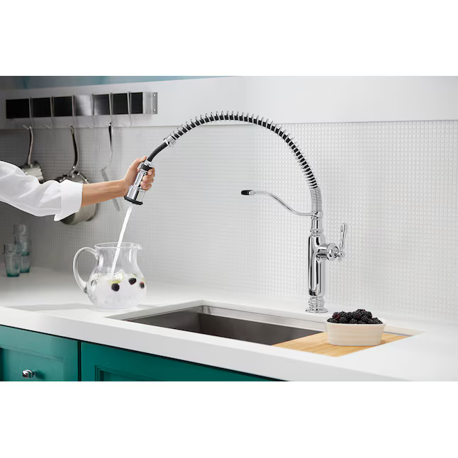 KOHLER Tournant Pre-Rinse Spring Vibrant Polished Nickel Single Handle Deck-Mount Pull-down Kitchen Faucet with Sprayer, 77515-SN *JR2510, Retail: $1,063.12, FINAL PRICE: $499.99 + TAX