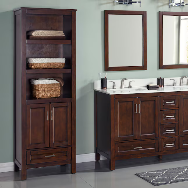 Summit Lane Durham 24-in x 72-in x 18-in Chocolate Freestanding Linen Cabinet, 1328FC-24-220, [FB289], FINAL PRICE: $149.99 + Tax
