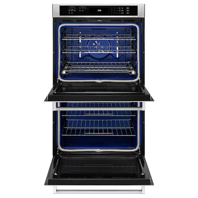 KitchenAid 30-in Double Electric Wall Oven with Self-Cleaning (Stainless Steel) - True Convection (Upper Oven), KODE300ESS *JR2503