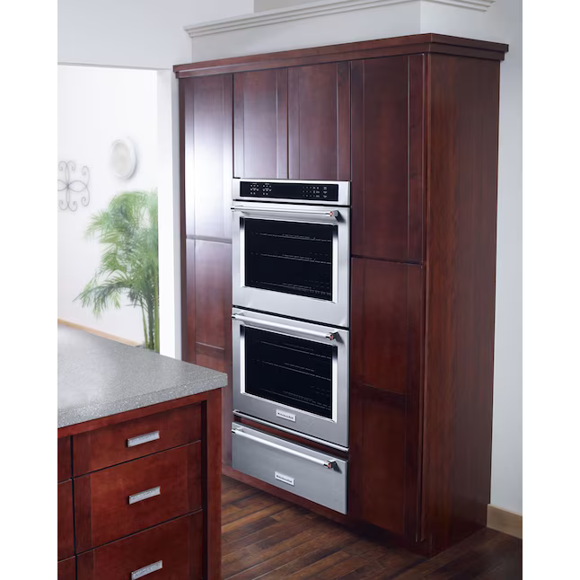 KitchenAid 30-in Double Electric Wall Oven with Self-Cleaning (Stainless Steel) - True Convection (Upper Oven), KODE300ESS *JR2503