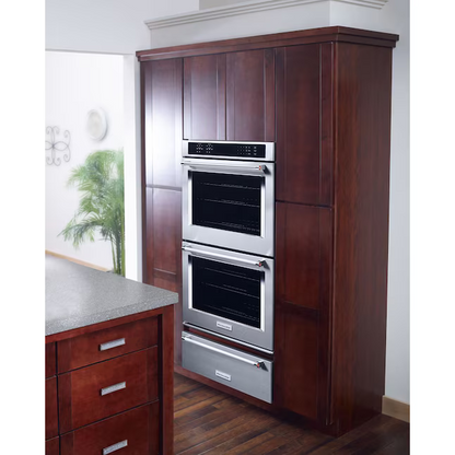 KitchenAid 30-in Double Electric Wall Oven with Self-Cleaning (Stainless Steel) - True Convection (Upper Oven), KODE300ESS *JR2503