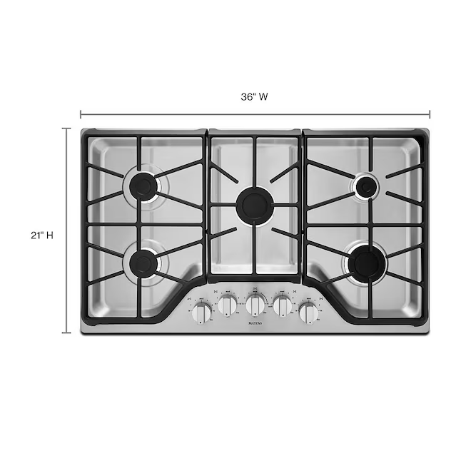 Maytag 36-in 5 burners Stainless Steel Gas Cooktop, MGC7536DS/06 *JR2508, Retail: $1,209.00, FINAL PRICE: $699.99 + TAX