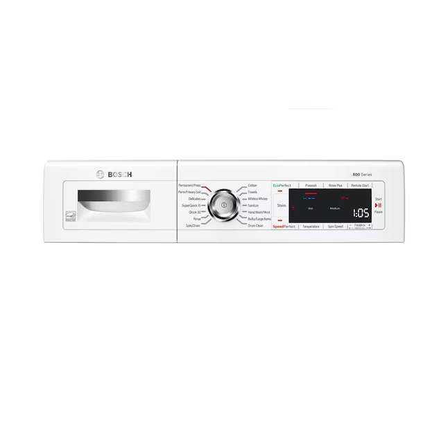 BOSCH Home Connect 800 Series Compact Washer 2.2-cu ft High Efficiency Stackable Smart Front-Load Washer (White) ENERGY STAR, WAW285H2UC