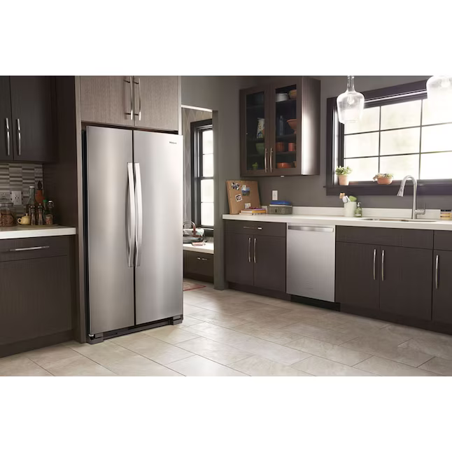 Whirlpool 21.7-cu ft Standard-Depth 33-in Side-by-Side Refrigerator (Stainless Steel) - Ice Maker SOLD SEPARATELY, WRS312SNHM/08 *JR2511, Retail: $1,643.00, FINAL PRICE: $999.99 + TAX