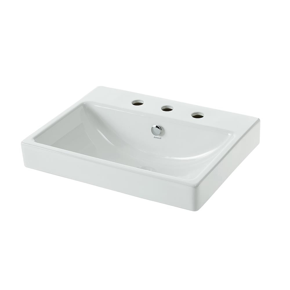 Jacuzzi Anna Farmhouse Vitreous China 16.93-in Drop-in Rectangular Farmhouse White Bathroom Sink