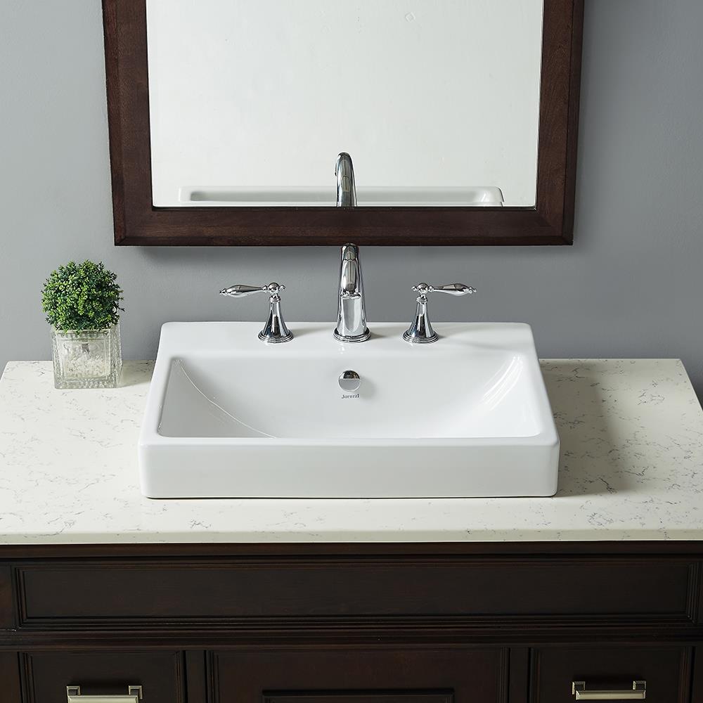 Jacuzzi Anna Farmhouse Vitreous China 16.93-in Drop-in Rectangular Farmhouse White Bathroom Sink