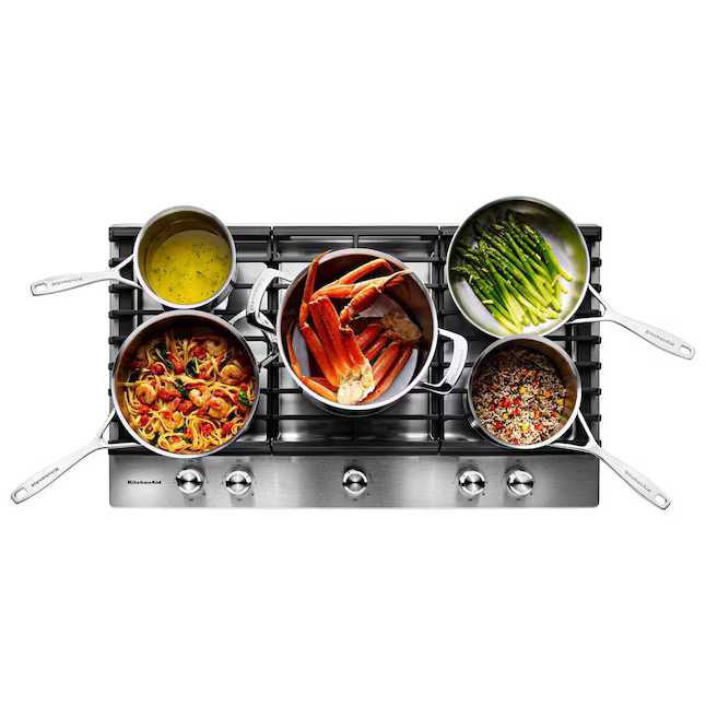 KitchenAid 36-in 5 burners Stainless Steel Gas Cooktop, KCGS556ESS/06 *JR2510, Retail: $1,799.00, FINAL PRICE: $899.99 + TAX