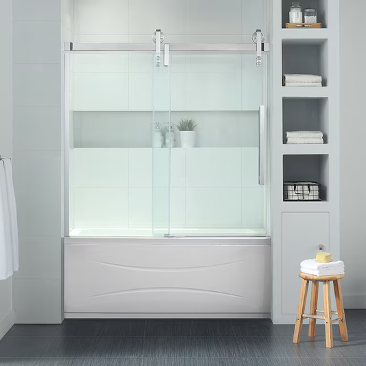 OVE Decors Sedona Satin Nickel 58-in to 60-in x 59-in Semi-frameless Sliding Bathtub Door, 923231 SEDONA-SNTD *HD2405, Retail: $879.00