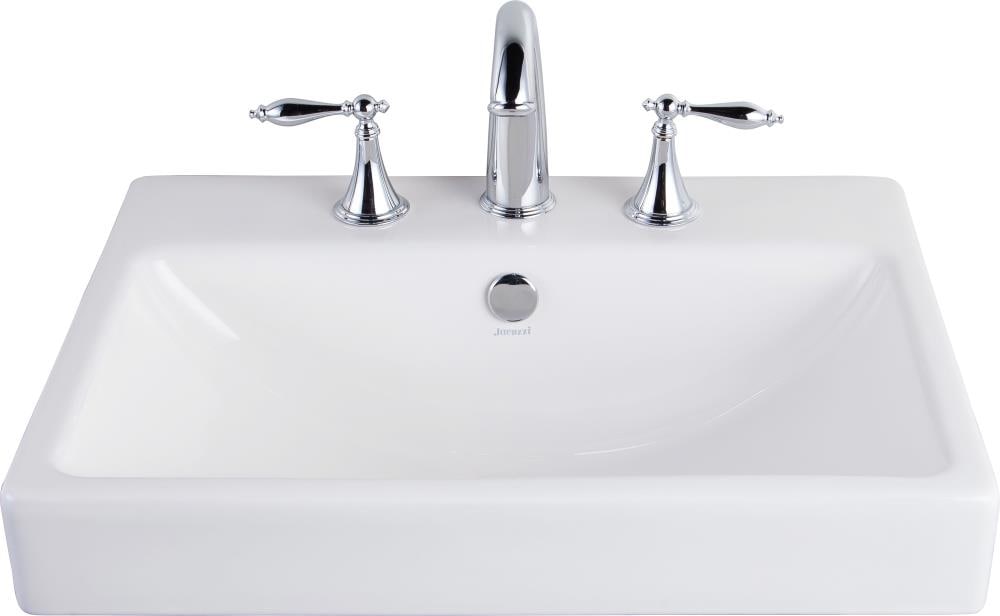 Jacuzzi Anna Farmhouse Vitreous China 16.93-in Drop-in Rectangular Farmhouse White Bathroom Sink