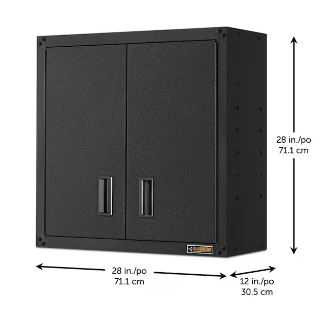 Gladiator Ready-to-Assemble Full-Door Wall GearBox 28-Inches W x 28-Inches H x 12-Inches D Wall-mounted Steel Garage Cabinet in Gray, GAWG28FDESG/00 *HD2507, Retail: $219.99, FINAL PRICE: $119.99 + TAX