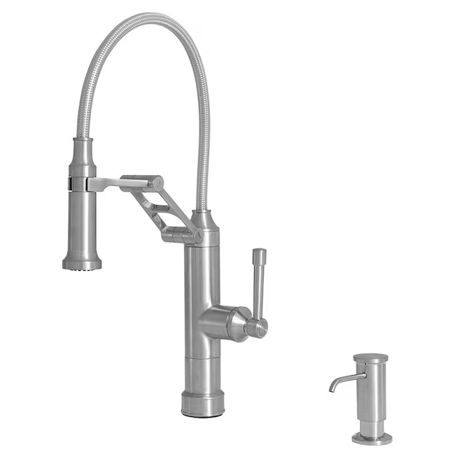 Giagni Strattura Stainless Steel Single Handle Pull-down Kitchen Faucet with Deck Plate and Soap Dispenser Included, PD240-SS, 922014, FINAL PRICE: $149.99 + Tax