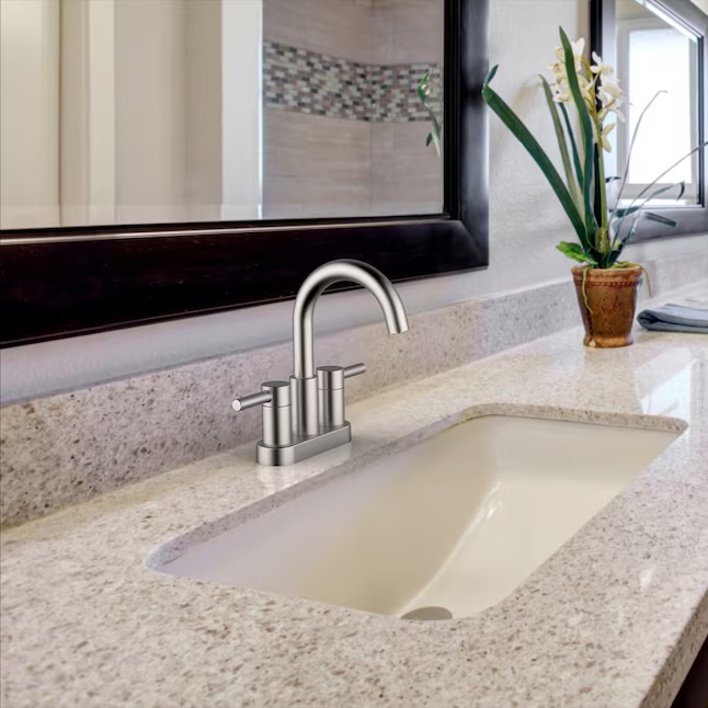 Alpine Reserve Harlow Brushed Nickel 4-in Centerset 2-Handle WaterSense High-Arc Residential Handle Bathroom Sink Faucet with Drain with Deck Plate, 67692W-6104 #702752 *JR2509, Retail: $69.00, FINAL PRICE: $46.99 + TAX
