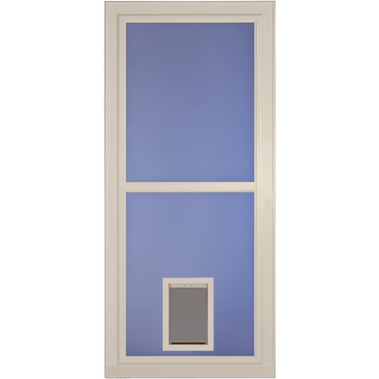 LARSON Tradewinds Pet Door 32-in x 81-in Almond Full-view Retractable Screen Aluminum Storm Door, Larson Storm Pet Door, 14679081 *JR24-7, MSRP: $434.56, Final Price: $249.99 +Tax