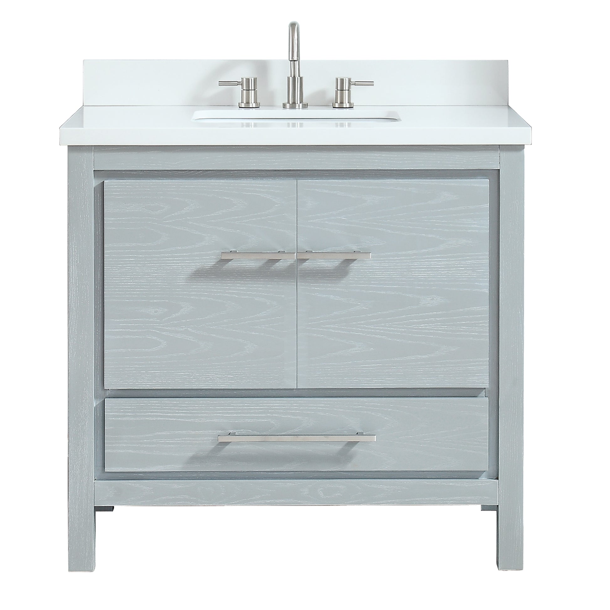 Riley 37 in. Vanity Combo in Sea Salt Gray with White Engineered Stone Top, CLEARANCE PRICE: $399.99 + TAX [FBM-344]