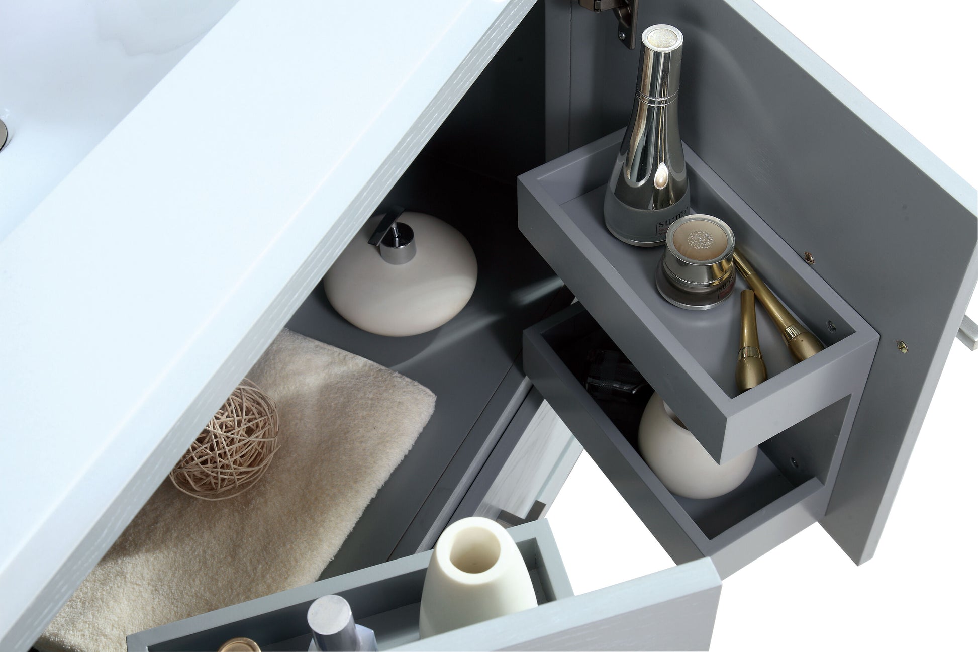 Riley 31 in. Vanity Combo in Sea Salt Gray with White Engineered Stone Top, CLEARANCE PRICE: $459.99 + TAX [FBM-343]