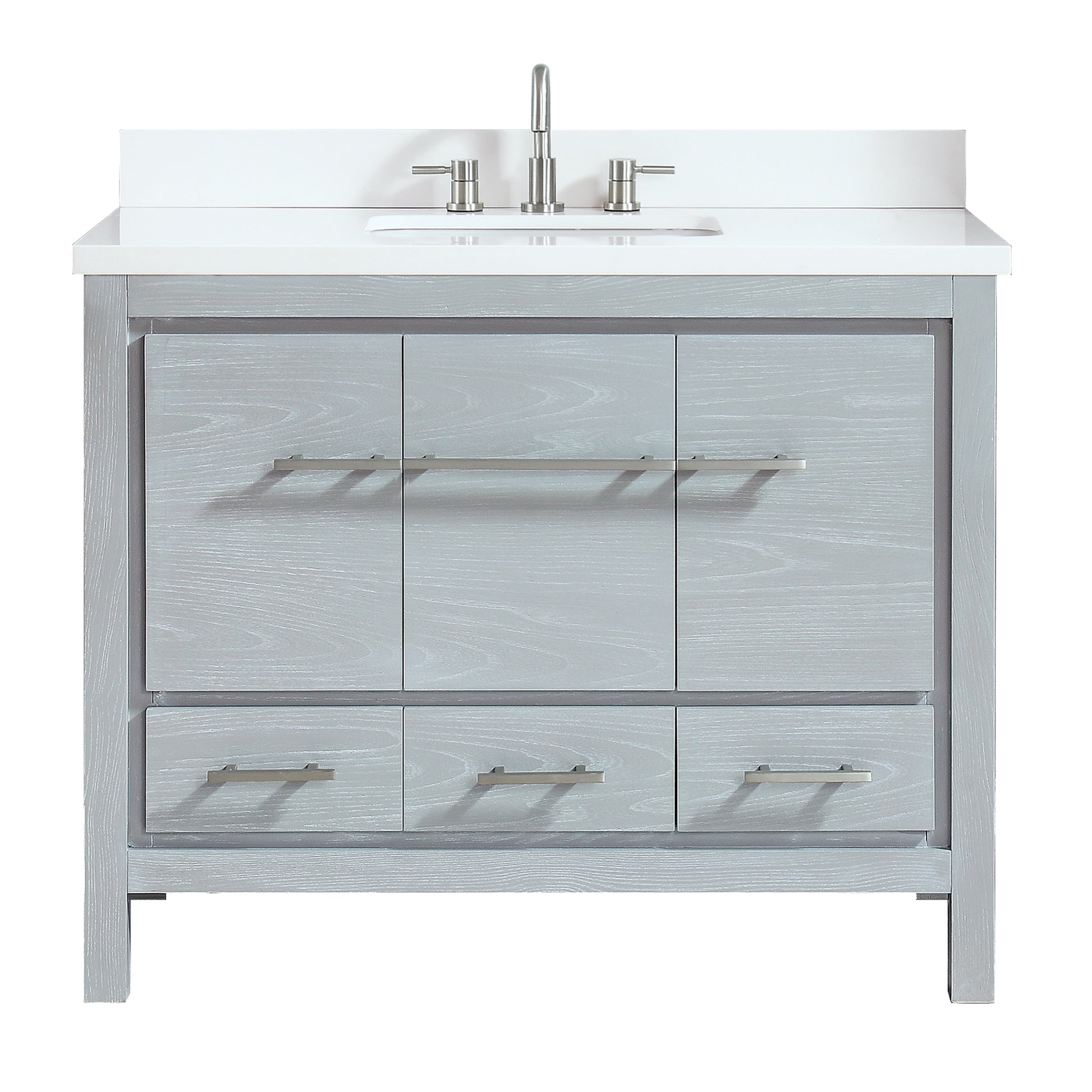 Riley 43-IN Vanity Combo in Sea Salt Gray with White Engineered Stone Top