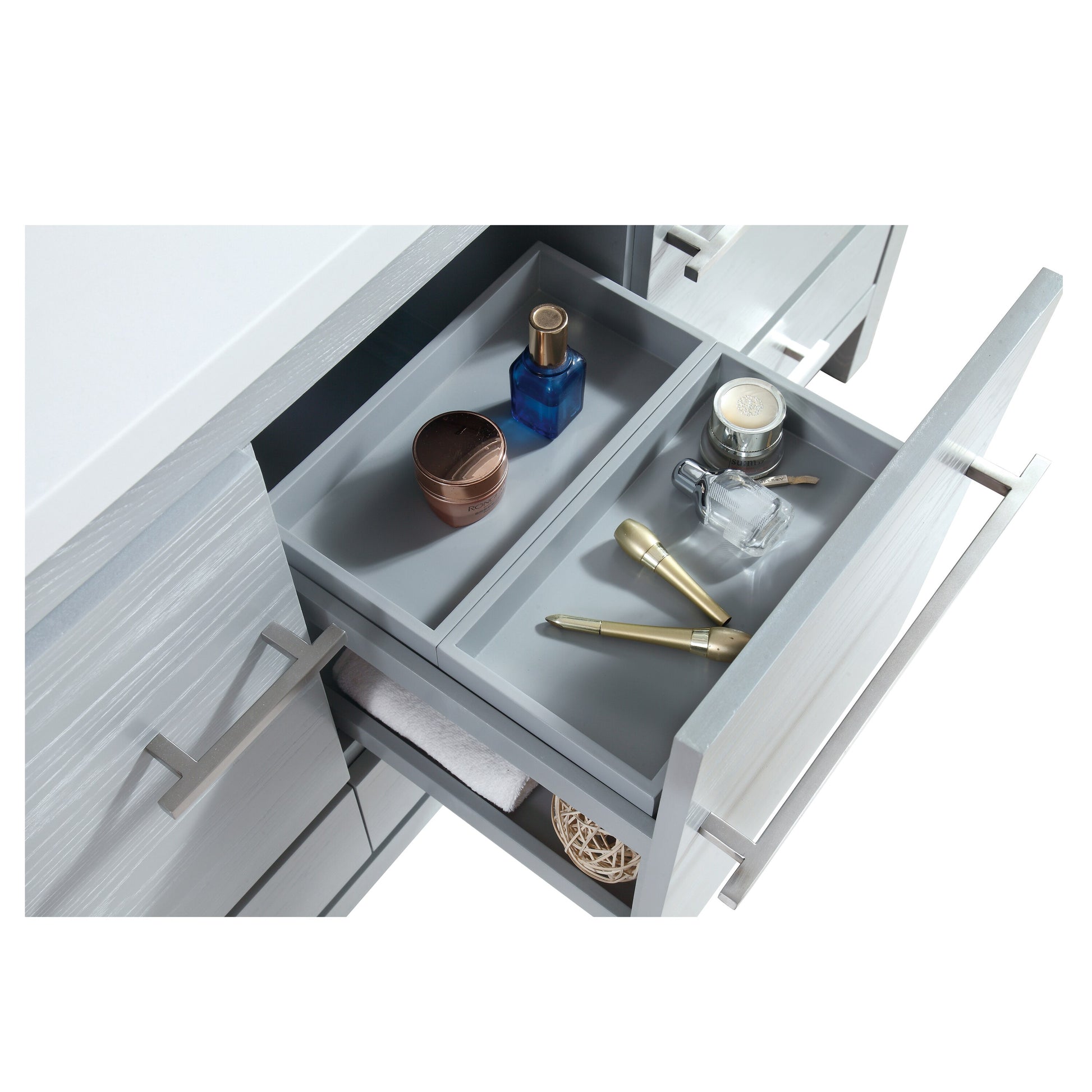 Riley 49-IN Vanity Combo in Sea Salt Gray with White Engineered Stone Top