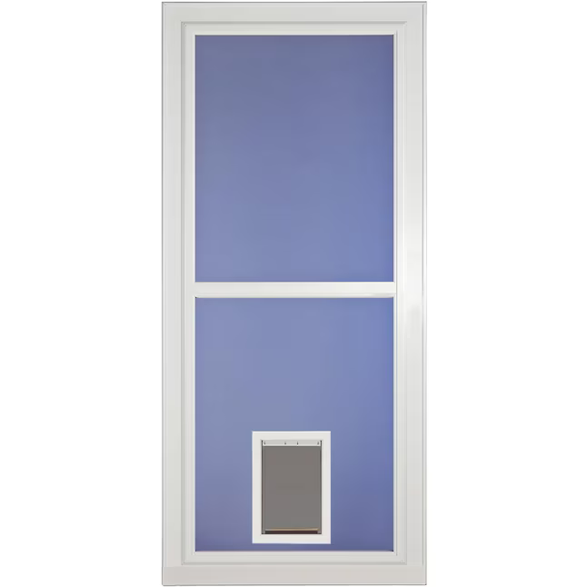 Larson Tradewinds Selection Pet Door 32-in x 81-in White Full-view Retractable Screen Aluminum Storm Door with Brushed Nickel Handle, *JR2409 #151