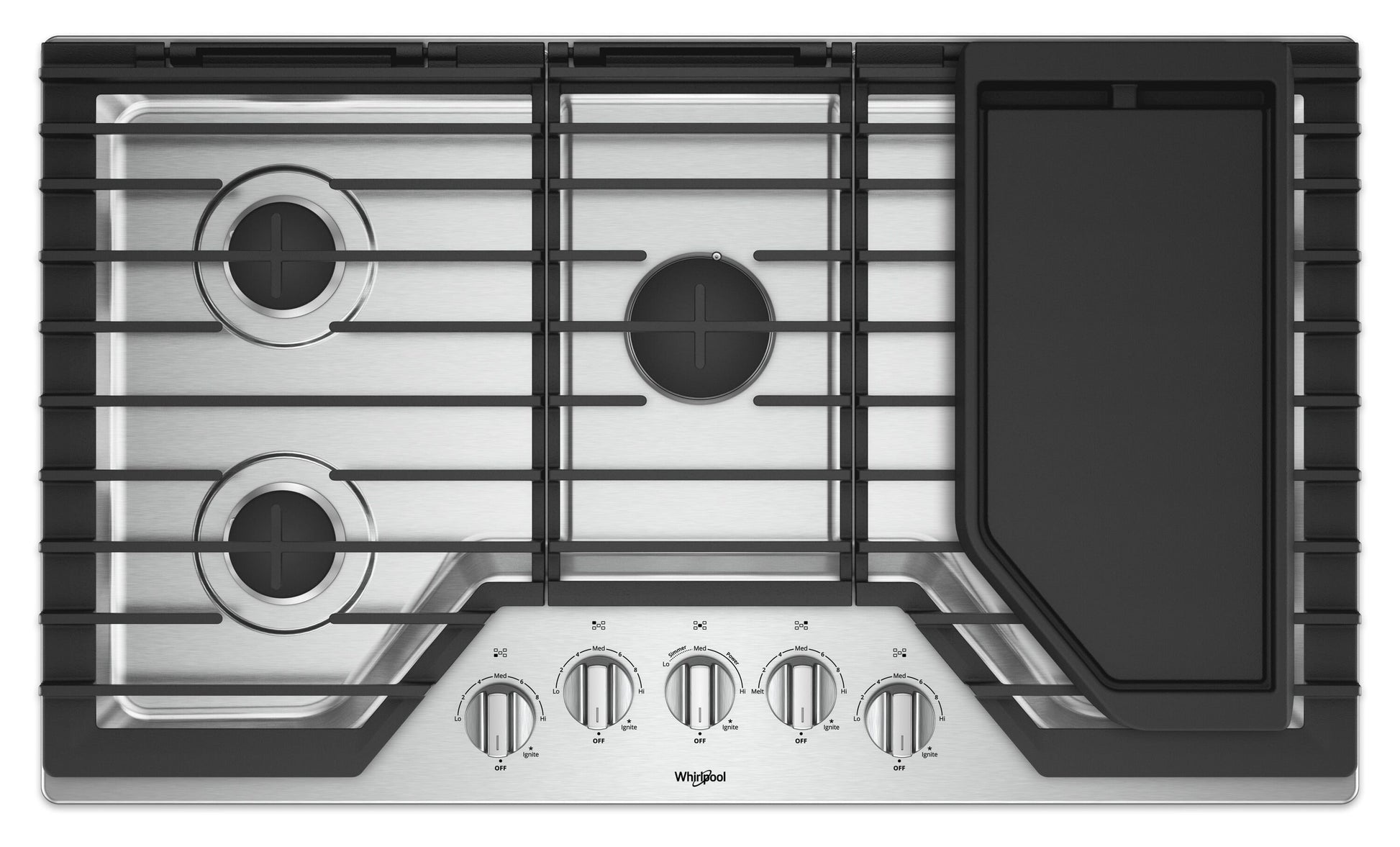 Whirlpool 36-in 5 burners Stainless steel Gas Cooktop (Griddle Included), WCG97US6HS00, FINAL PRICE: $799.99 + TAX