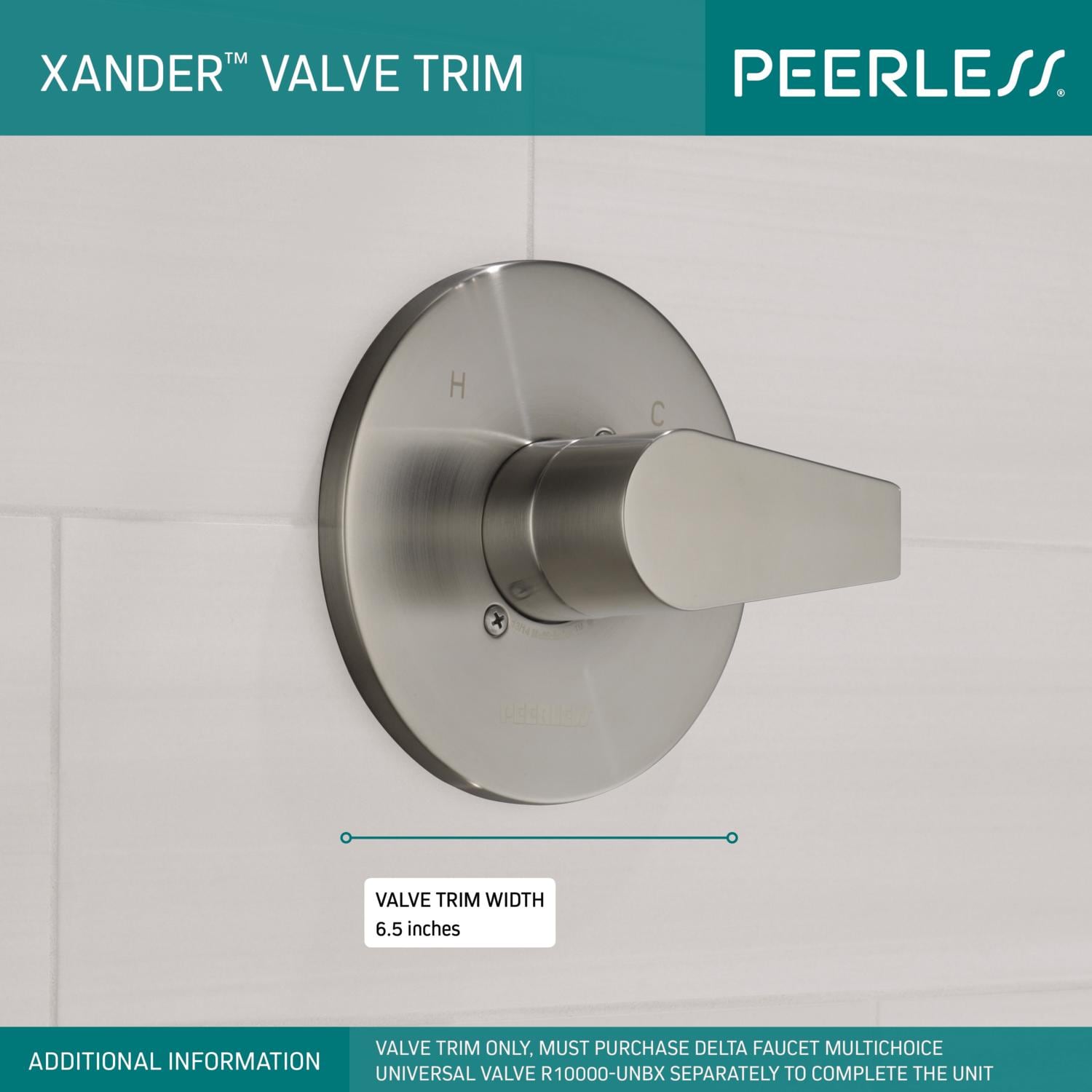 Peerless Xander Brushed Nickel 3.25-in Universal Bathtub/Shower Trim Ring ( Valve Only ), PTT14019-BN