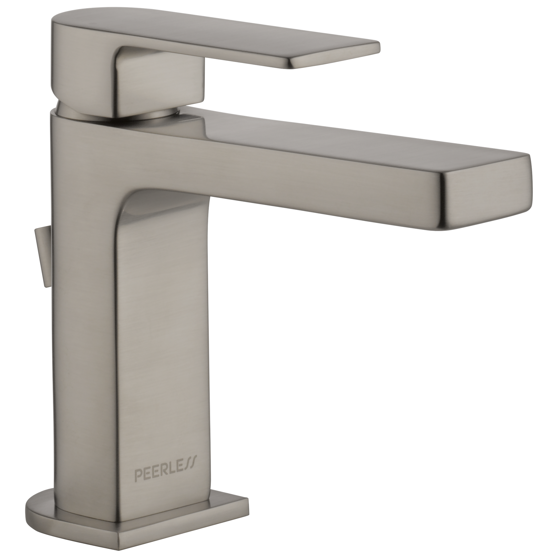 Peerless Xander Brushed Nickel 1-handle WaterSense Mid-arc Residential Handle Bathroom Sink Faucet with Drain with Deck Plate, P1519LF-BN-M