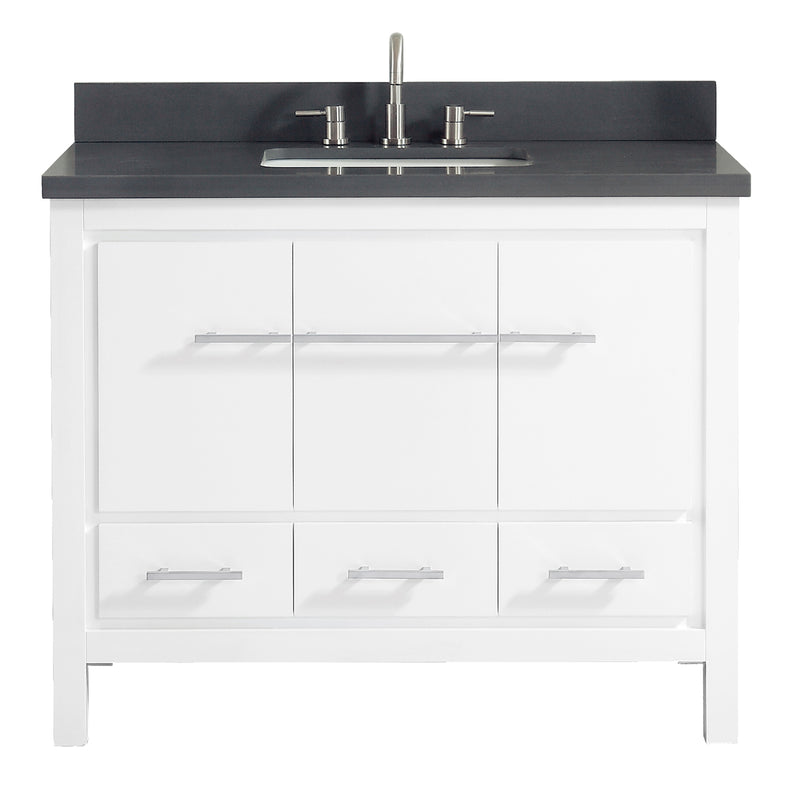 Riley 43 in. Vanity Combo in White with Gray Quartz Top, CLEARANCE PRICE: $469.99 + TAX