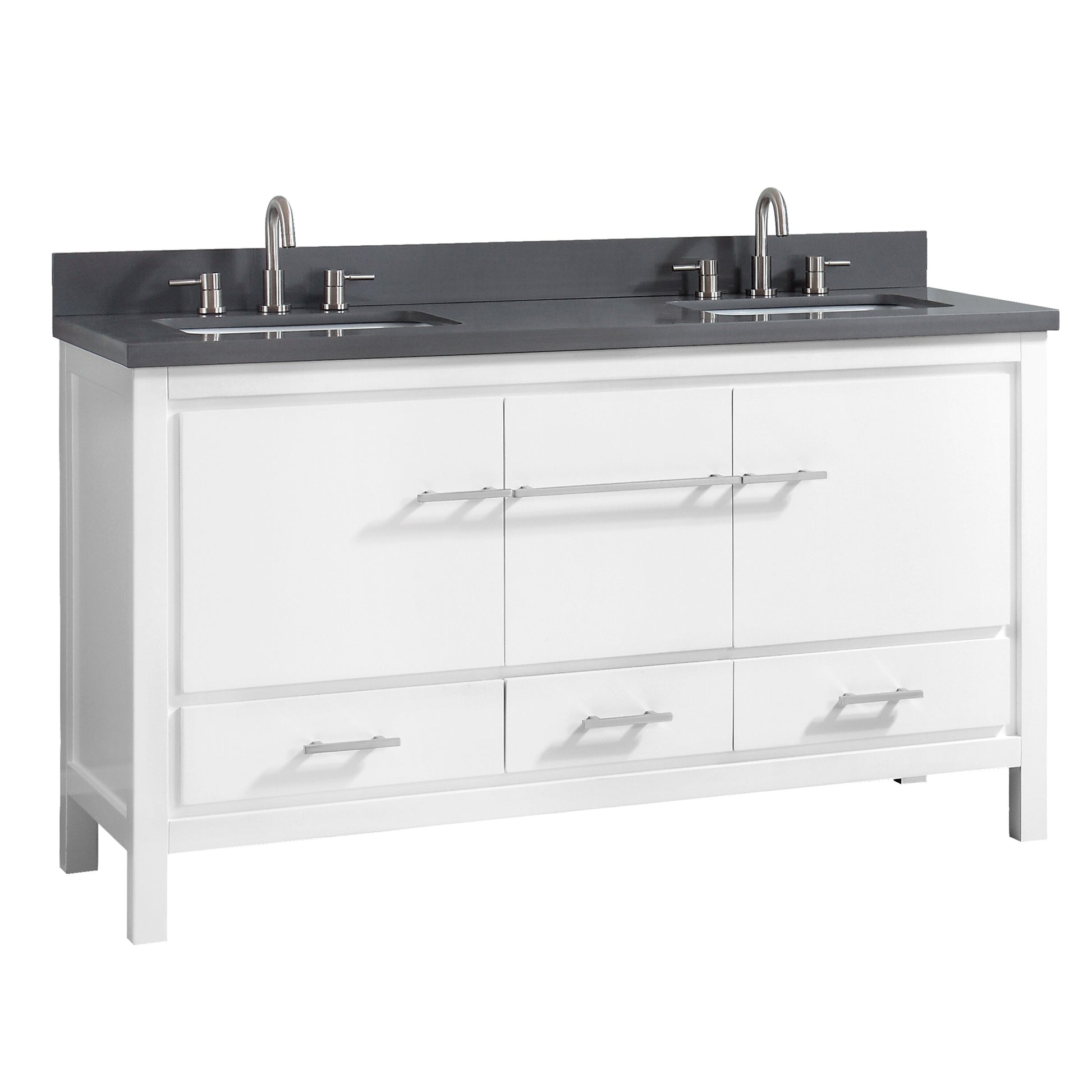 Riley 61 in. Vanity Combo in White with Gray Quartz Top, CLEARANCE PRICE: $799.99 + TAX [FBM-184]