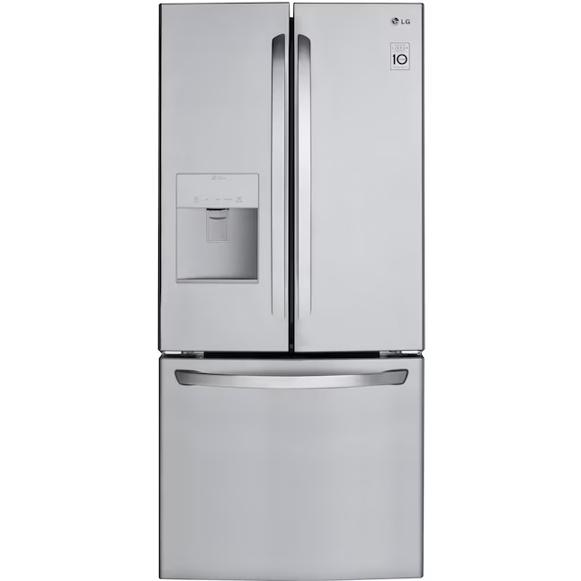 LG Standard-Depth 21.8-cu ft 3-Door French Door Refrigerator with Ice Maker with Water Dispenser ( Stainless Steel ) ENERGY STAR Certified, LFDS22520S  *HD2507, Retail: $2,399.00, FINAL PRICE: $1,099.99 + TAX