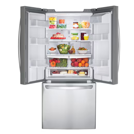LG Standard-Depth 21.8-cu ft 3-Door French Door Refrigerator with Ice Maker with Water Dispenser (Stainless Steel), LFDS22520S/06 *JR2510, Retail: $2,399.00, FINAL PRICE: $1,199.99 + TAX