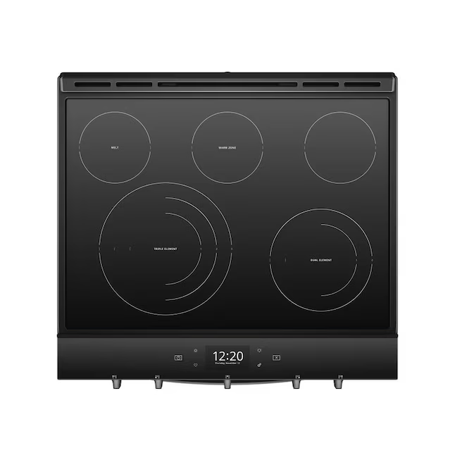 Whirlpool 30-in Glass Top 5 burners 6.4-cu ft Air Fry Slide-In Electric Range (Black), WEE750H0HB/5 *JR2508, Retail: $2,299.00, FINAL PRICE: $1,199.99 + TAX