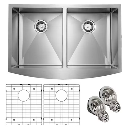 Giagni 33x22 Stainless Steel Double Bowl Farmhouse Kitchen Sink, GSS3322F2, FINAL PRICE: $239.99 + Tax